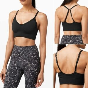 Lululemon Ebb To Street Bra II. Black. Size 8. Adjustable straps, can be crossed